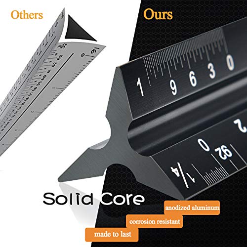 MASGALACC 12-Inch Architectural Scale Ruler Set (Imperial) Laser-Etched Triangular Drafting Tool for Blueprints Scale Architectural Drafting Ruler Standard Metal Architect Ruler - Thumbnail 2