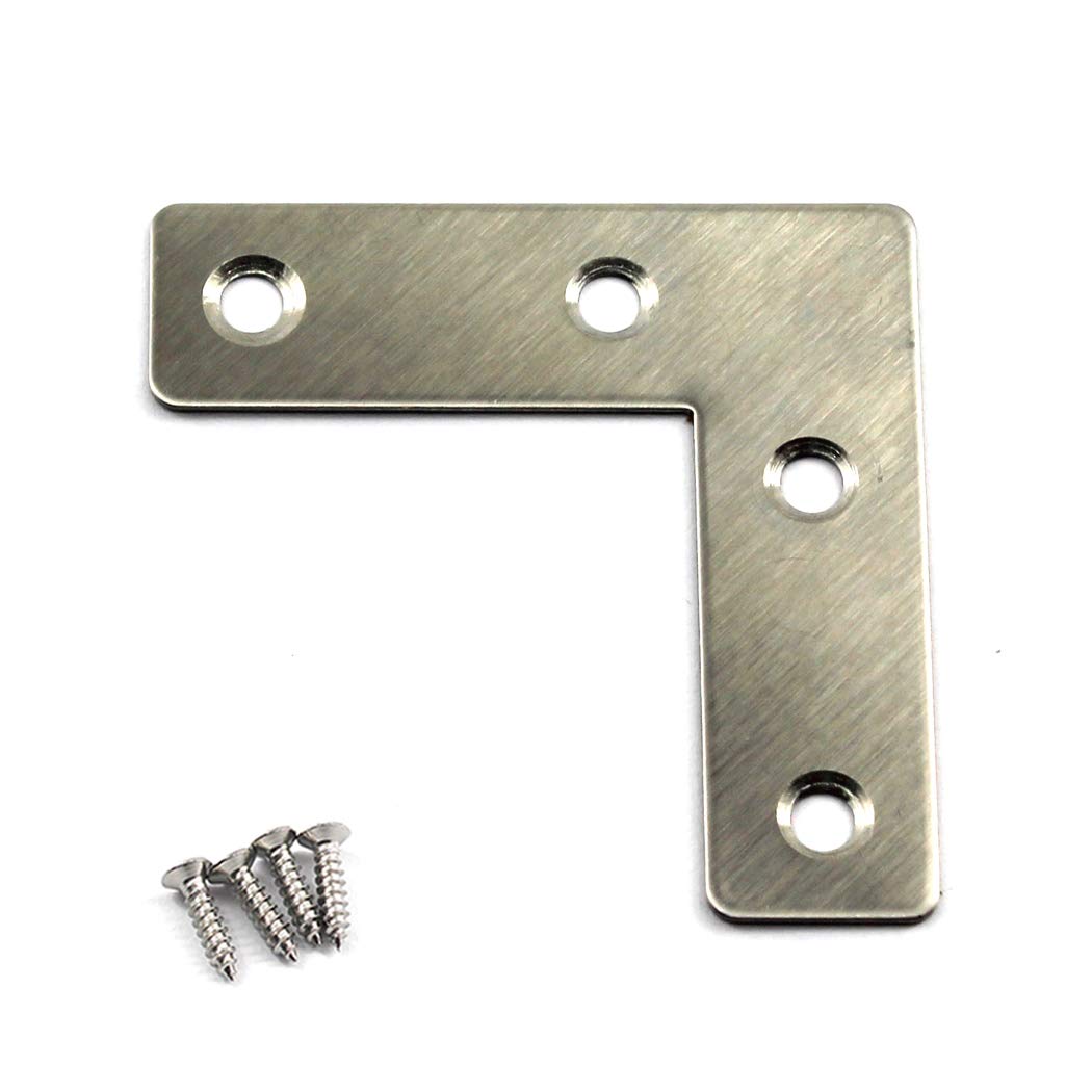 (30 Pieces) 50x50mm Angle Connector Corner Brackets (Thickness 1mm) Stainless Steel L Shape Brace Brackets with Screws