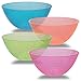 DuraHome - Plastic Serving Bowls - 100 oz Party Salad Snack Bowl in 4 Neon Colors, Set of 4 Bowls