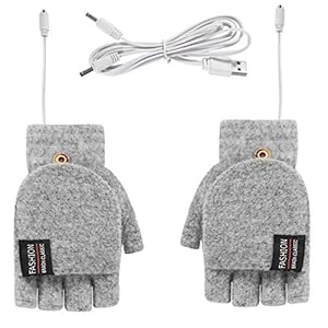 Rehomy USB verwarmde handschoenen handschoen voor mannen en vrouwen, winter warme gebreide volledige & halve vinger…