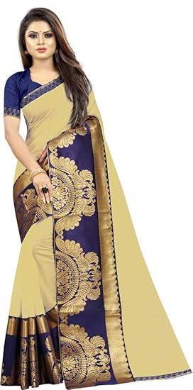 Chanderi Poly Cotton Woven Work Lace Bordered Saree with Bangalori Silk Blouse Piece For Women