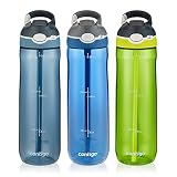Contigo AUTOSPOUT Straw Ashland Water Bottle, 24 oz, Stormy Weather/Vibrant Lime/Monaco, 3-pack