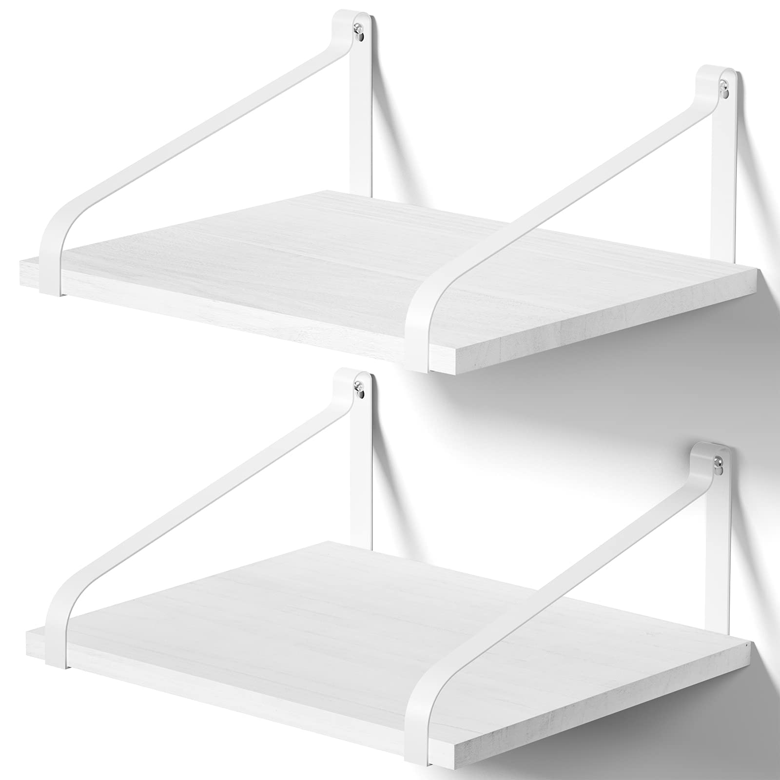 Love-KANKEI Deep Shelf Wooden Shelves for Wall Mount Rustic Wood Wall Shelves with Large Storage 42×30cm for Kitchen Living Room Bathroom Bedroom Set of 2 — image 1