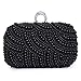 Chichitop Womens Luxury Special Crystals Beaded Pearl Evening Clutch Bag,Black