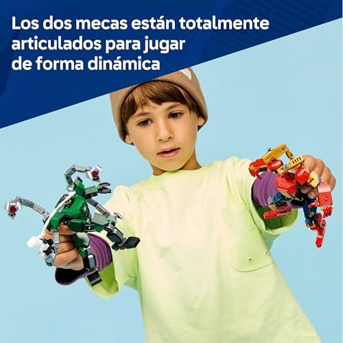 | Marvel Battle of Robotic Armor: Spider-Man vs. Doc Ock - Super-heróis de Brincar - 2 Figuras de Ação, 3 Minifiguras Inc. Aranha Fantasma, Canhões - Presente para Crianças 6+ Anos - 76338