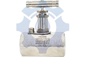 HSME Korea Stainless Steel SS316 Straight Needle Valve 3/8" NPT Female Connection Size 10,000 PSI PTFE Packing