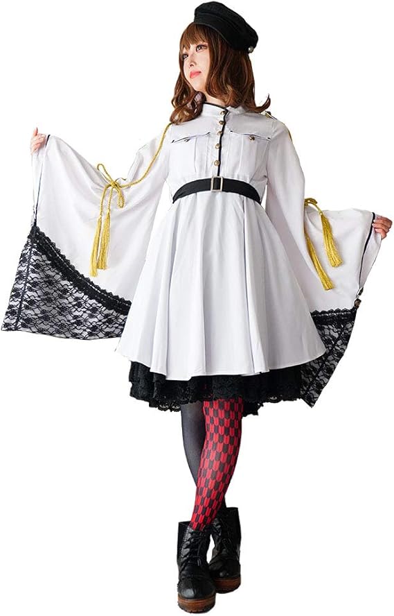 Amazon Co Jp Favoriteオリジナル 和袖隊服風ワンピース ホワイト 服 ファッション小物