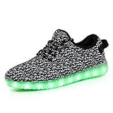 Joansam 7 Colors LED Luminous Unisex Sneakers Men & Women USB Charging Light Colorful Glowing Leisure Flashing Shoes Sport Shoes JSS07G2-40,White2