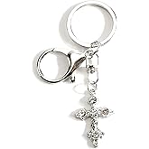 SHTALHST Crystal Cross Keychain for Women Sparkling Faith Design with Elegant Details for Inspirational Religious Gifts