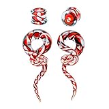 BodyJ4You Glass Spiral Tapers Kit with Plugs 4 Pieces Ribbon Black and Red - 4G-14mm