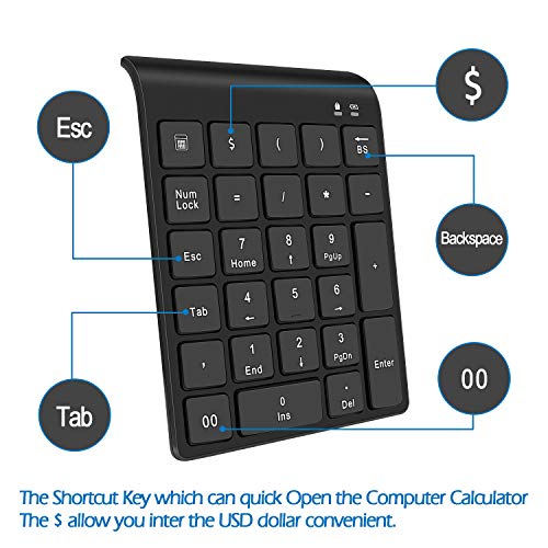 Wireless Number Pads, 27 Keys Keypad Numpad Portable 2.4GHz Financial