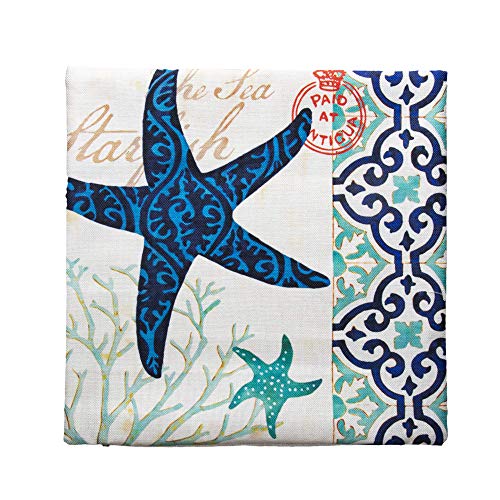 Arundeal 18 x 18 Inches Vintage Ocean Theme Starfish Decorative Cotton Linen Throw Pillow Case Cushion Cover