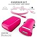 Apple MFI Certified Home Charger Adapter and Lightning Cable with Car Charger - 2.4 Amp Charger Kit with Rapid Charge Apple Lightning to USB Cable for iPhone iPad iPod - Pink