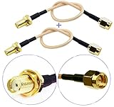 GP Electric Pack of 2 RF RG316 SMA Male to SMA Female Nut Bulkhead Crimp Antenna Low Loss Coaxial Cable 6