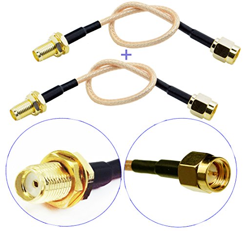 Pack of 2 RF RG316 SMA Male to SMA Female Nut Bulkhead Crimp Antenna Low Loss Coaxial Cable 6