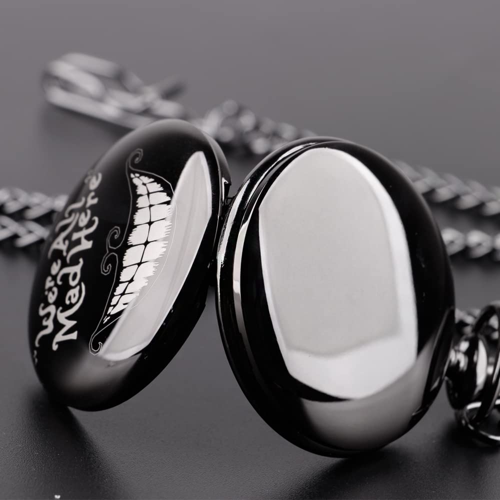 Alwesam Smooth Pocket Watch Alloy Steel Quartz Roman/Arabic Numerals with 37cm Chain for Father's Day Xmas Best Gifts