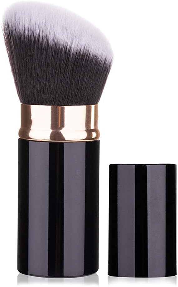 AUSKY Pro Cosmetic Beauty Makeup Minerals Powder Brush Travel Retractable Kabuki Brush,Foudation Blush Brush Cosmetic Tool (Black brush)