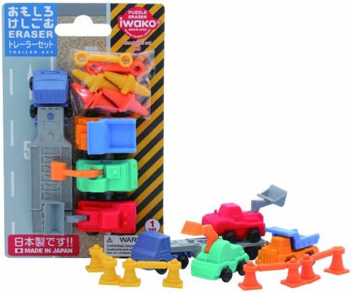 IWAKO eraser: 1 pack. (Six eraser), Blister pack eraser: Trailer Set (Japan import)