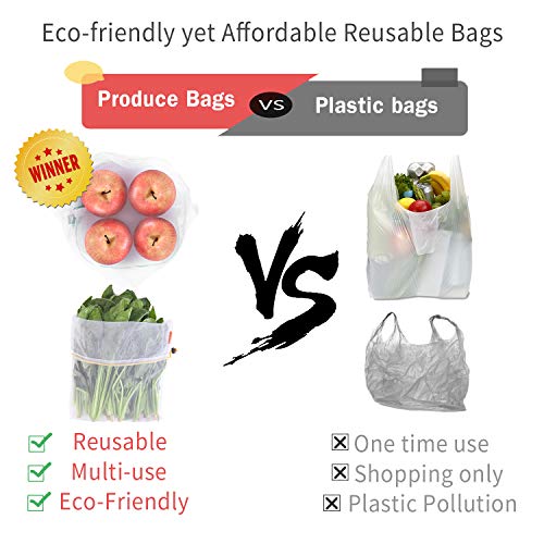 Gogooda Reusable Produce Bags Set of 15 Mesh Produce Bags 3 Size