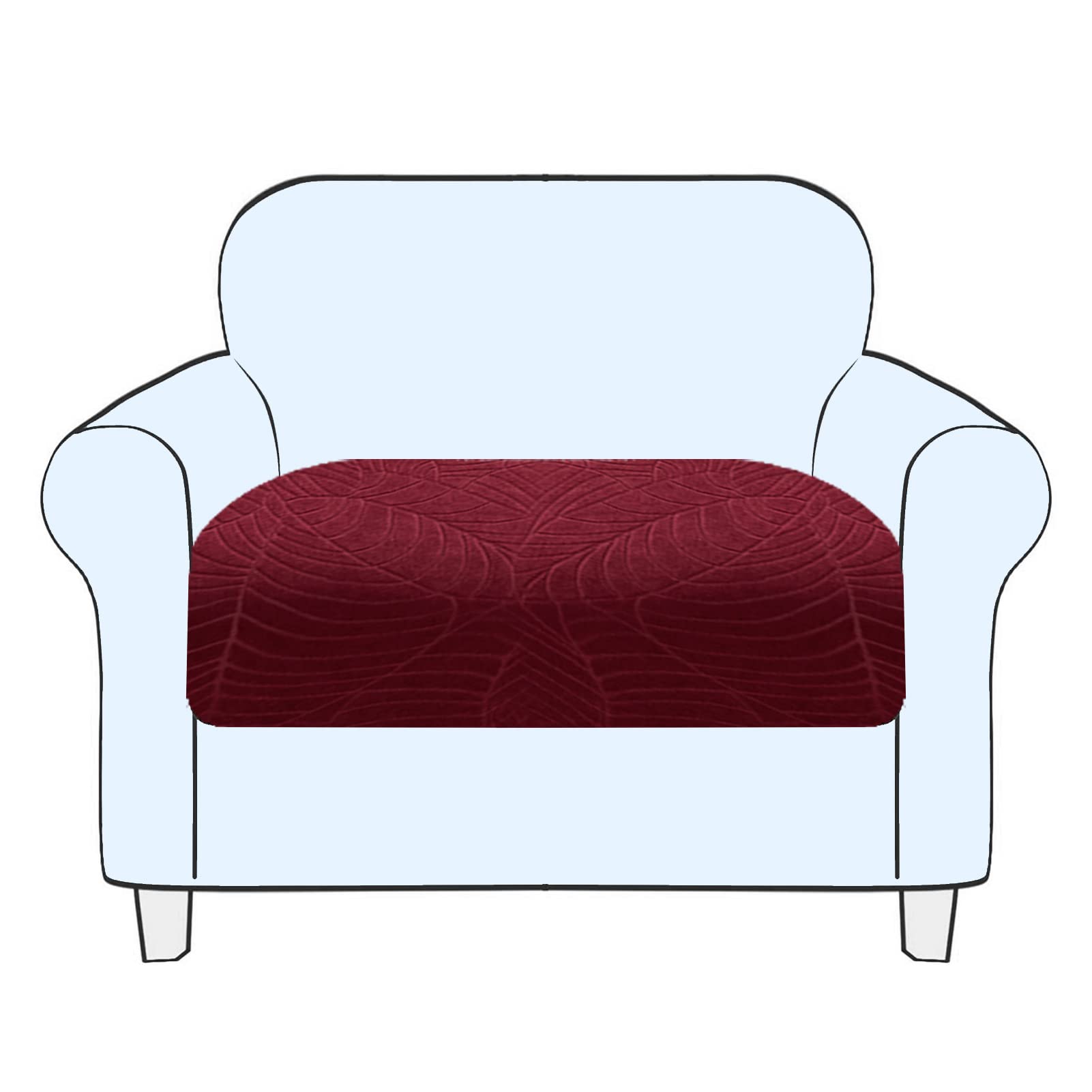 SHUOJIA Sofa Seat Cushion Cover Stretch Cushion Covers Non-slip Slipcover Cover for Sofa Seat Cushions Seat Couch Cover for Pets & Kids (Dark Red,Large-1-Seater)