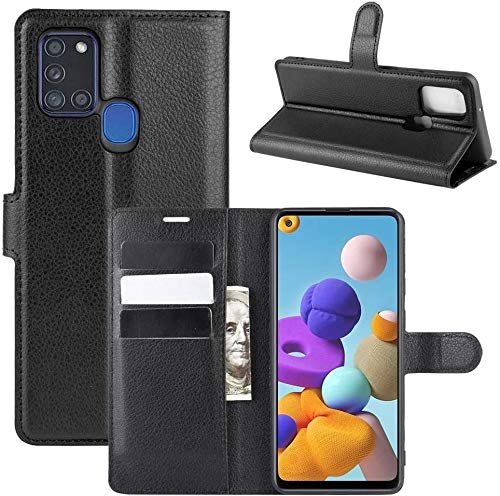 RKVMM Galaxy A41 Case, PU Leather Wallet Flip Cover Elegant Card Slot and Magnetic Closure Compatible With Samsung Galaxy A41 (Black)