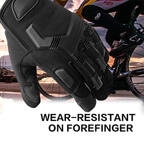 Protective Motorcycle Gloves Work Gloves, Touch Screen Leather and Hard Knuckle Full Finger for Military Tactical Bike Cycling Racing Hunting Airsoft Paintball Shooting Work (Black, XL:8.66-9.06)