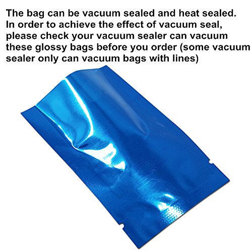 100 Pack Multi Sizes-Colors Mylar Foil Heat Sealable Bag Aluminum Foil Smell Proof Pouch Bulk Food Storage Central Vacuum Bag (Blue, 4.7"x7.1" (4.1â€x6.7â€ inner size))
