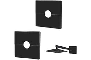 PEOVLVN 2 Pcs Plumbing Cover Plates, Square Shower Arm Flange Escutcheon Plate Wall Split Pipe Flange Cover Plate for Fixed Shower Head Faucet Standard 1/2 Inch Pipes (Black)