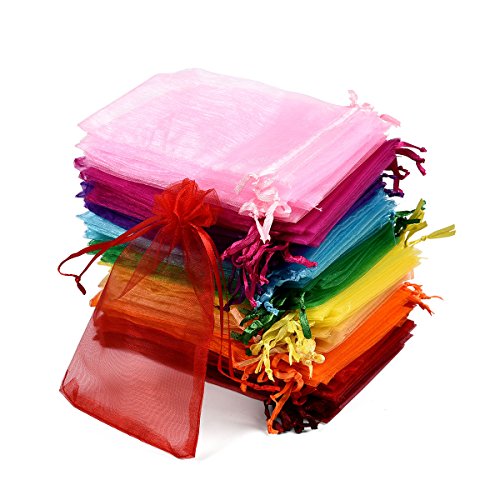 Tyhbelle 100 Stück Organzabeutel Organzasäckchen 10 x 15 cm Säckli Beutel Geschenk Schmuckbeutel (Bunt)