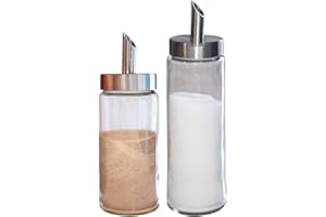 ETROG GLOBAL (Sugar & cinnamon) Dispenser/Pourer/Shaker – MODREN STILE Brushed Nickel - Stainless Steel Lid - ideal Sugar & cinnamon