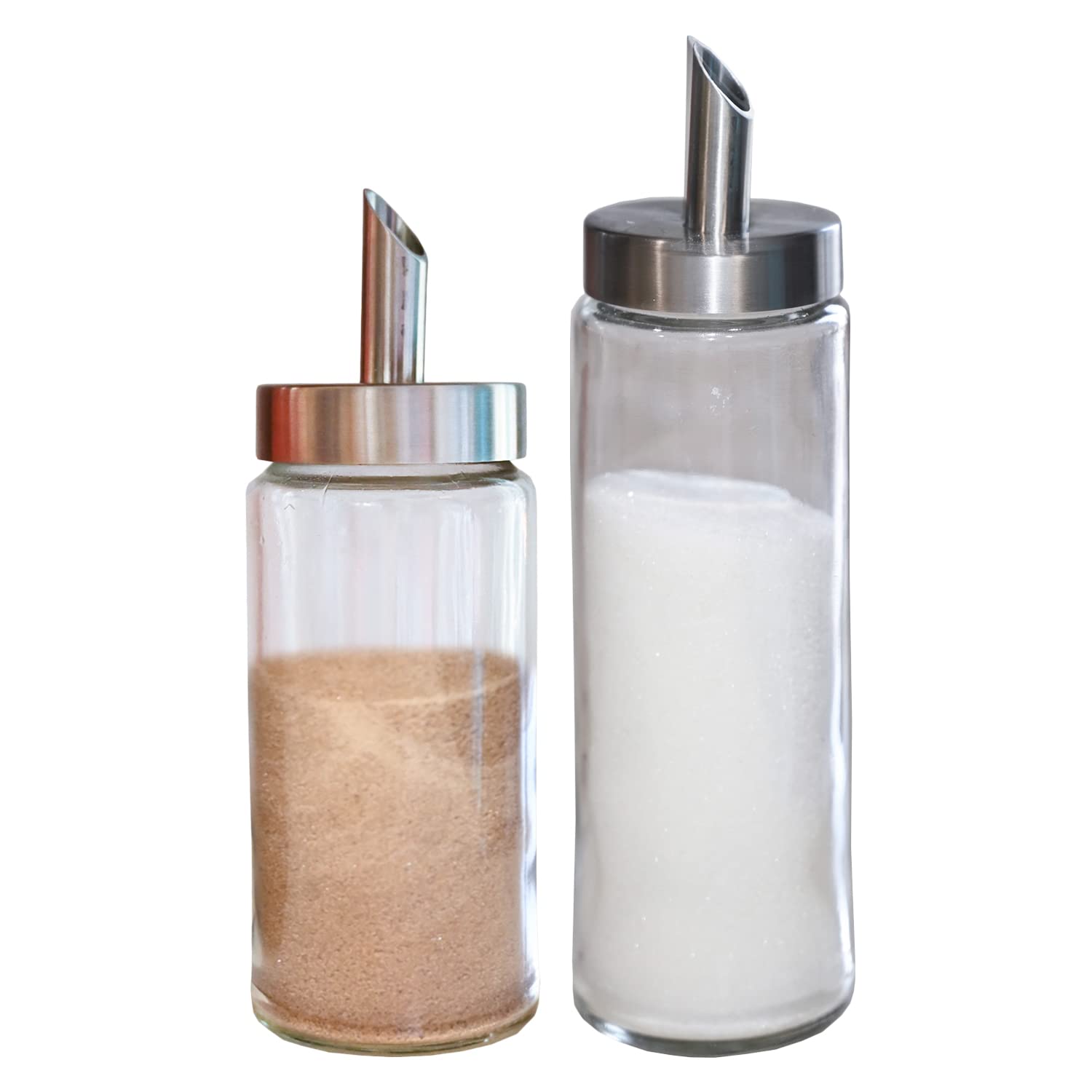Photo 1 of (Sugar & cinnamon) Dispenser/Pourer/Shaker – MODREN STILE Brushed Nickel - Stainless Steel Lid - ideal Sugar & cinnamon