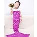 Awkli Kids Mermaid Tail Blanket, Knitted Crochet Fish-Scale Pattern Mermaid Sleeping Bag Quilt for Child 59