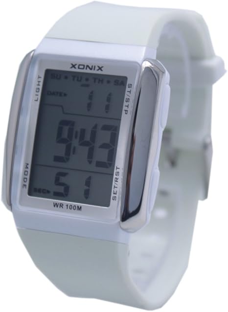 Amazon Xonix 腕時計 レディース ブランド 人気 デジタル表示 スポーツウォッチ Fj 004 ストップウォッチ ラグジュアリー アラーム デュアルタイム クロノグラフ カラフル 防水 シルバーホワイト レディース腕時計 腕時計 通販
