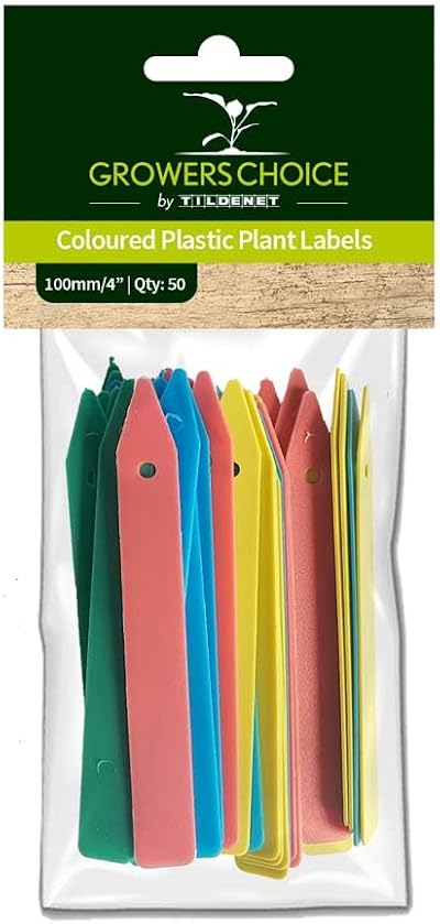 Bosmere Tildenet 4 inch Plastic Plant Labels Multi-Color 100mm Rot Proof