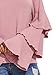 Verdusa Women's Long Layered Bell Sleeve Knitted Casual Pullovers Ribbed Top