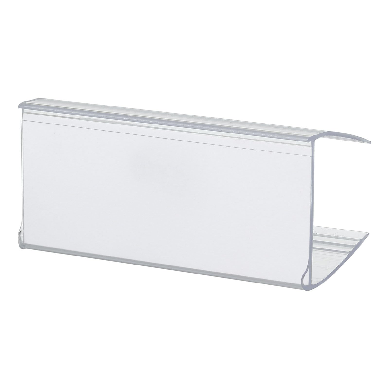 PATIKIL 2.36"L x 1"W Plastic Shelf Label Tags, 50 Pack Clear Tags Sign Shelf Label Holders Clips with Blank Labels Fit for 0.78" to 0.98" Shelving