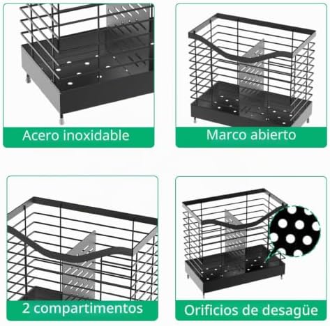 Drenador de talheres 2 compartimentos em aço inoxidável