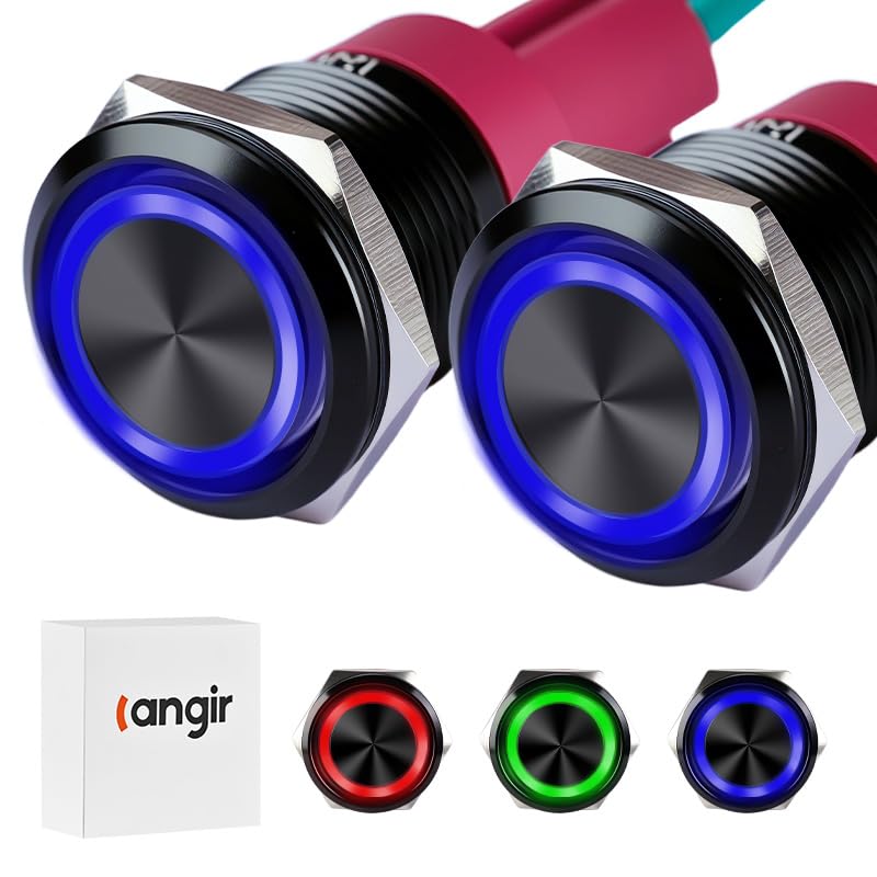 Photo 1 of 15Amp momentary Push Button Switch?16mm(0.63") 12V-24V Push Button Switch AC/DC IP67 Waterproof LED Angel Eye Light On and Off with Wire Socket Aluminum Oxide??