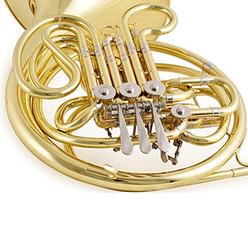 LVSSY-Intermediate Key of F/Bb Double French Horn French Horn Brass Gold Lacquer with Shockproof Backpack Professional Beginner Playing Instrument