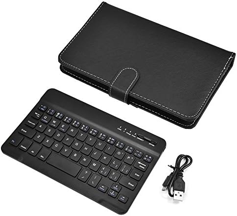VBESTLIFE Clavier sans Fil Universel 2-en-1, Kit Clavier de Bluetooth avec Etui en Cuir PU et Le Support pour Les Téléphones iOS/Android.(Noir)