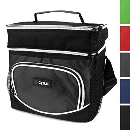 Premium insulated dual compartment lunch bag with shoul…