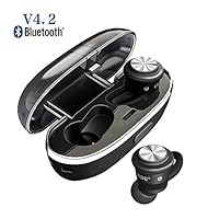 FKANT TWS Bluetooth Headset, Bluetooth V4.2 Wireless Earbuds with Touch Control Operation, IPX4 Sweatproof in Ear Bluetooth Earbuds Compatible for iOS and Android (Black)