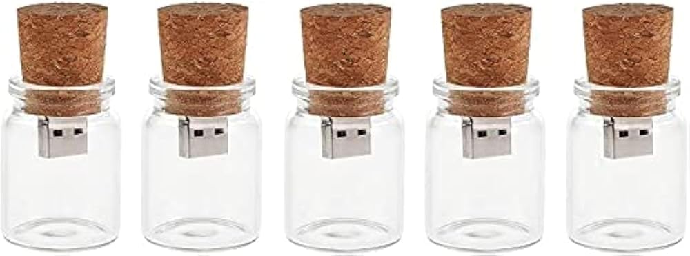 Hsthe Sea 5pk 4GB USB 2.0 Flash Drive Storage Jar Bottle Cork Memory Stick