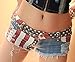 chouyatou Women's Low-Rise American Flag Print Daisy Duke Ripped Denim Shorts
