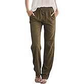 SEMARO Womens Casual Linen High Waist Pants Drawstring Loose Fit Summer Pants Trousers with Side Pockets