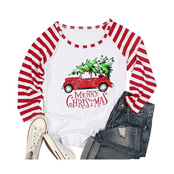 KIDDAD Merry Christmas Sweatshirt for Women Christmas Leopard Tree Graphic Long Sleeve Lightweight Shirt Pullover - Image 4