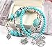 YinMai Bohemian Turquoise Beaded Bracelet Tree of Life Pendant Beach Stretch Bracelet 3 Sets
