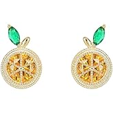 coadipress Delicate Fashion Lemon Stud Earrings for Women Glitter Rhinestone Lemon Earrings Lightweight Fruit Earrings Fruit Shape Cubic Zirconia Stud Earrings Jewelry Gift