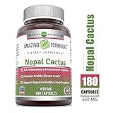 Amazing Formulas Nopal Cactus 650 Mg 180 Capsules - Anti-Inflammatory & Antioxidant Properties, Promotes Healthy Glucose Levels, Supports Digestive Health & Food Breakdown.