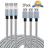 Mribo 3PACK 6FT Lightning Cable Nylon Braided Charging Cable USB Cord for iPhone,iPad,iPod.New Version(GRAY WHITE)